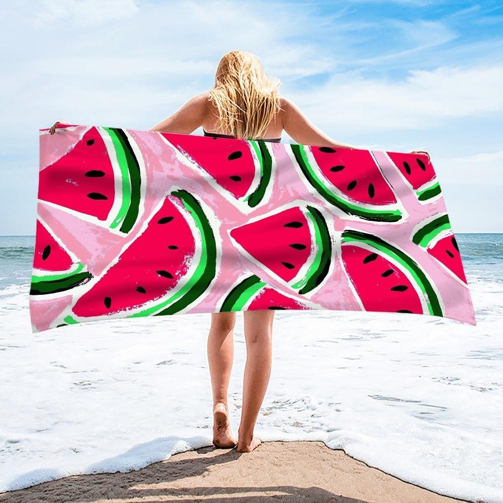 Watermelon Stripe Microfiber Beach Towel Oversized Quick Dry Sand Free Bath Towels Large Lightweight Swimming Blanket Swimwear