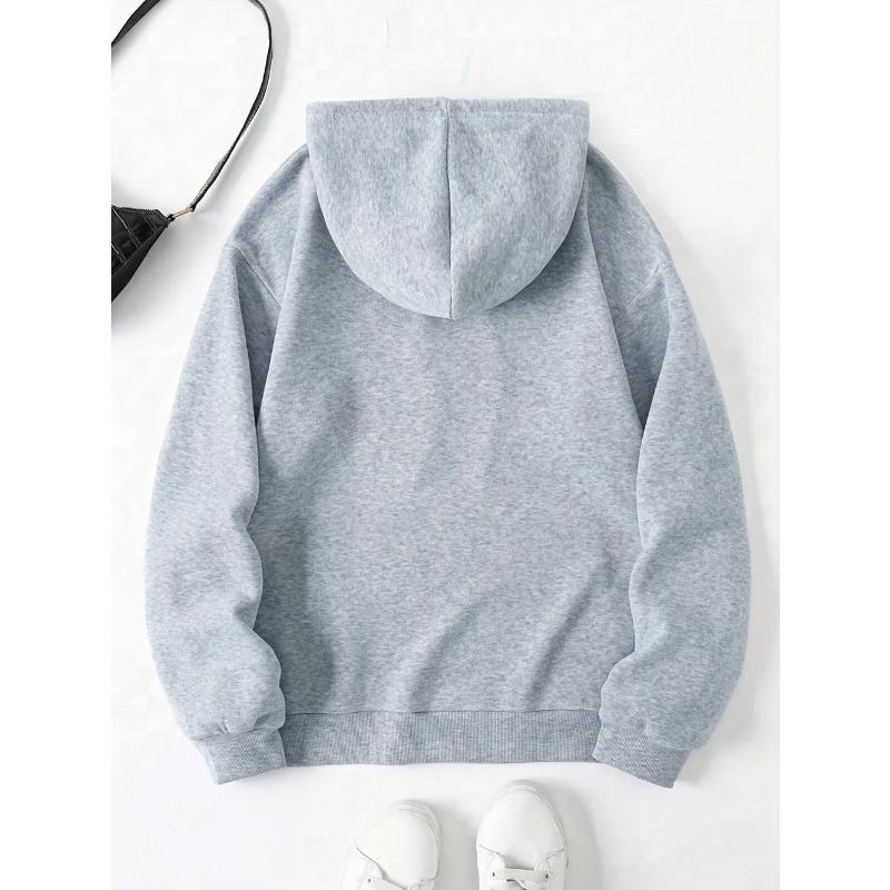 Womens Print Hoodie - Fashionable Solid Color with Adjustable Drawstring Hood Roomy Kangaroo Pocket Sweatshirt Hoodies Sweatshirts Women’s