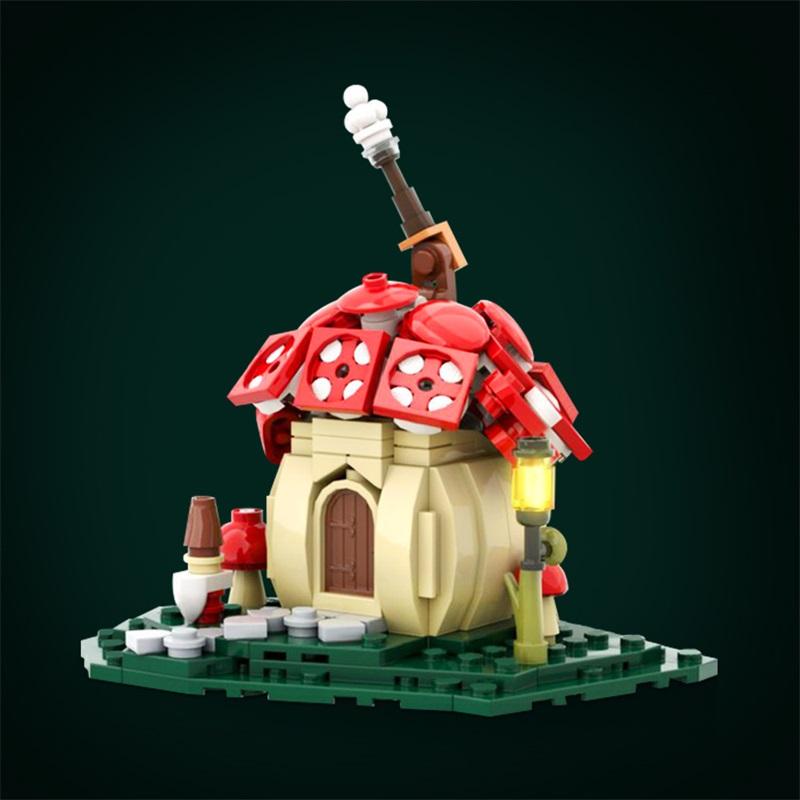 Non-Toxic Moc Mushroom Hut Cartoon Scene High Brick Parts Assembly Splicing Assembly Building Blocks Toy Gift