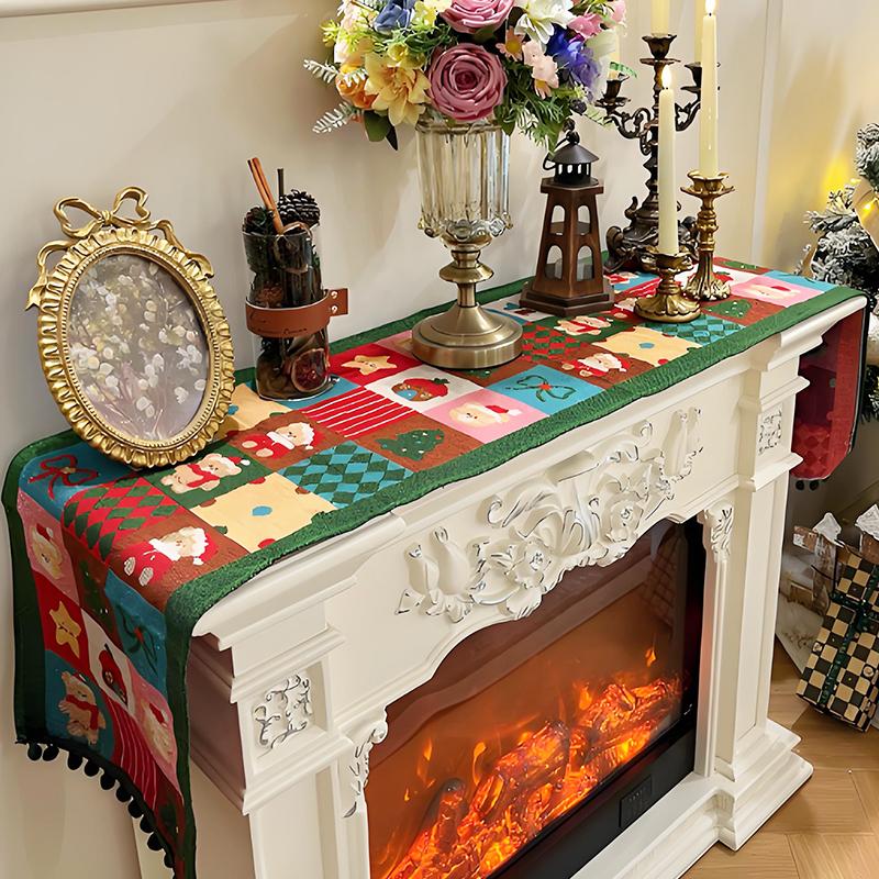 1PC Jacquard Dining Decor Ball Tassel Kitchen Polyester  Christmas Table Runner Party Table Decor Holiday 2 Sizes