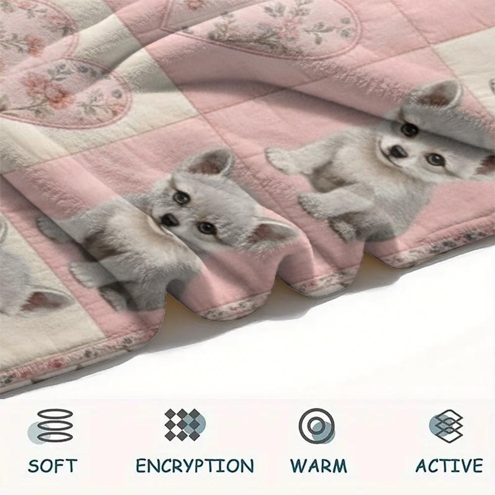 1Pc Cute Patchwork Print Flannel Blanket, High quality Comfortable for All Seasons, Home Decor, Warmth and Comfort, Perfect for Christmas Gifts65