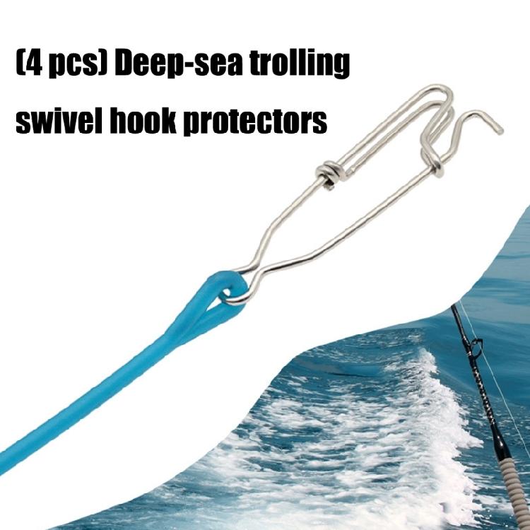 4Pcs Deep Sea Trolling Fishing Pin Buffer Fast Fishing Clip Replacement Fishing Hook Lures Connector with Shock Cord