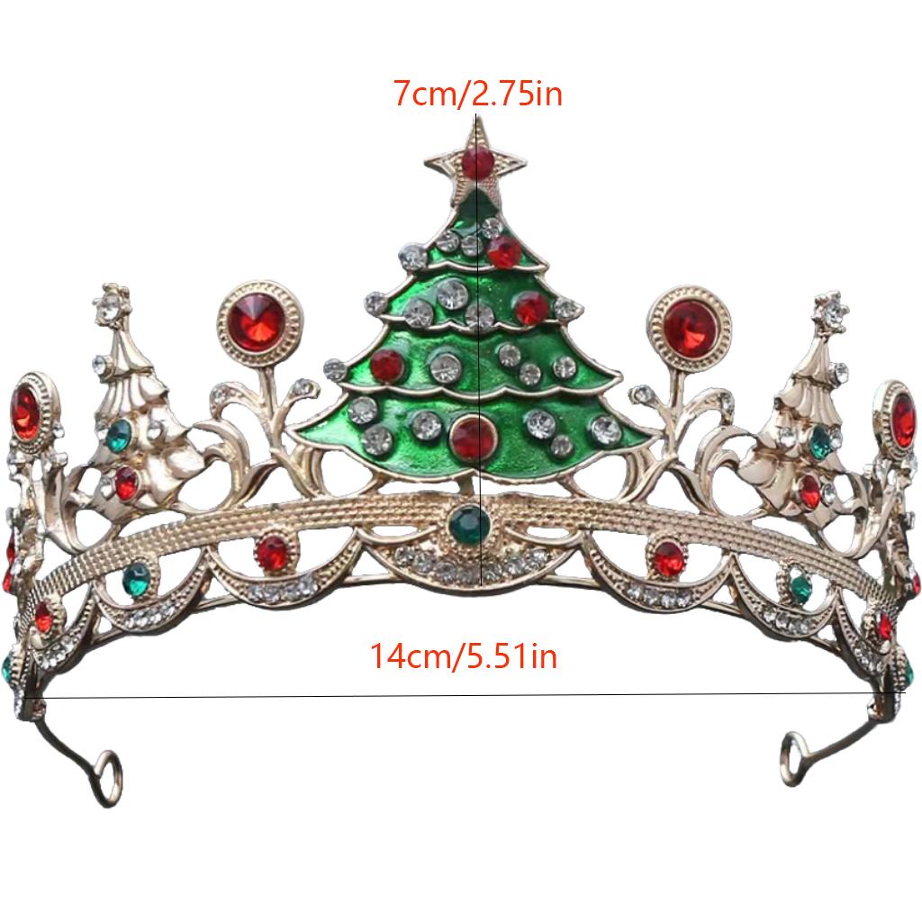 1pc Fashion Festive Christmas Tree Hair Crown Toned Rhinestones Whimsical Holiday Design Perfect Christmas Parties Royal