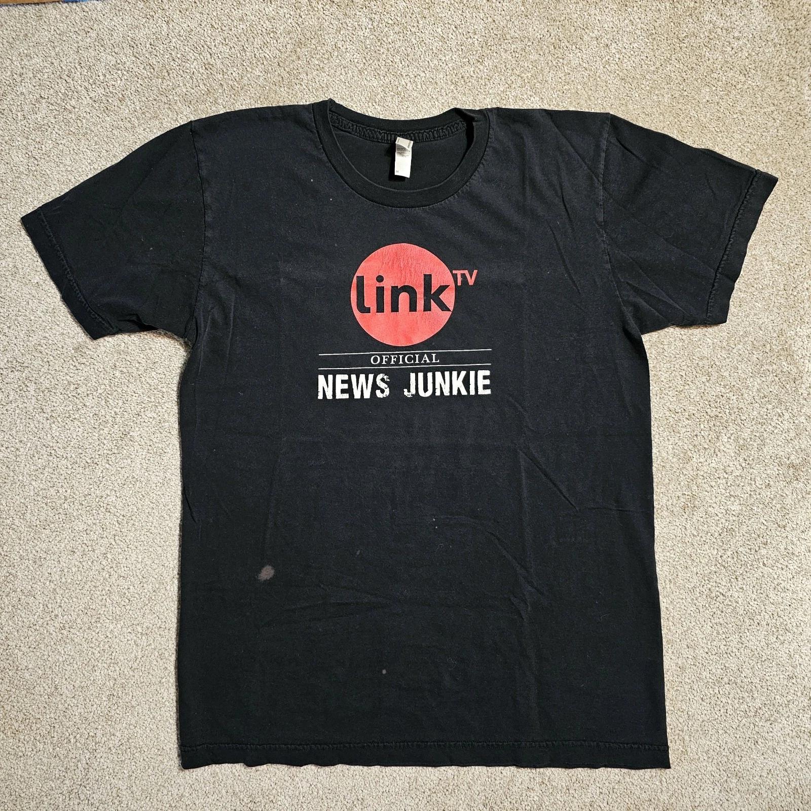 

Vintage Y2k Link TV Official News Junkie T-shirt Mens M Grunge Ironic American A S