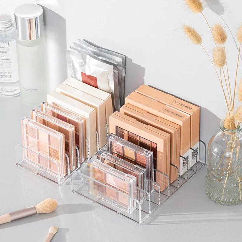 Scatola portaoggetti per palette ombretti da scrivania Divisorio per cassetti trucco Rastrelliera portaoggetti per trucco Scatola espositiva Scaffale per fard e cosmetici in plastica a 7 scomparti