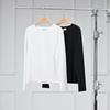 Warren Hailong Casual Black & White Cotton Round Neck Stretch Long Sleeve Base Layer Tee LST033