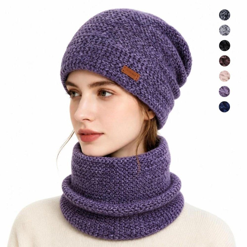 Thicken Soft Beanie Hat Windproof Coldproof Ear Protection Fashion Hat Scarf Set for Women and Men