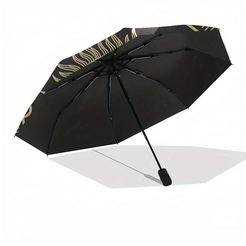 Golden Sun & Moon Circular Umbrella, Portable 3-Fold Umbrella for Men & Women,Christmas Gift ES179