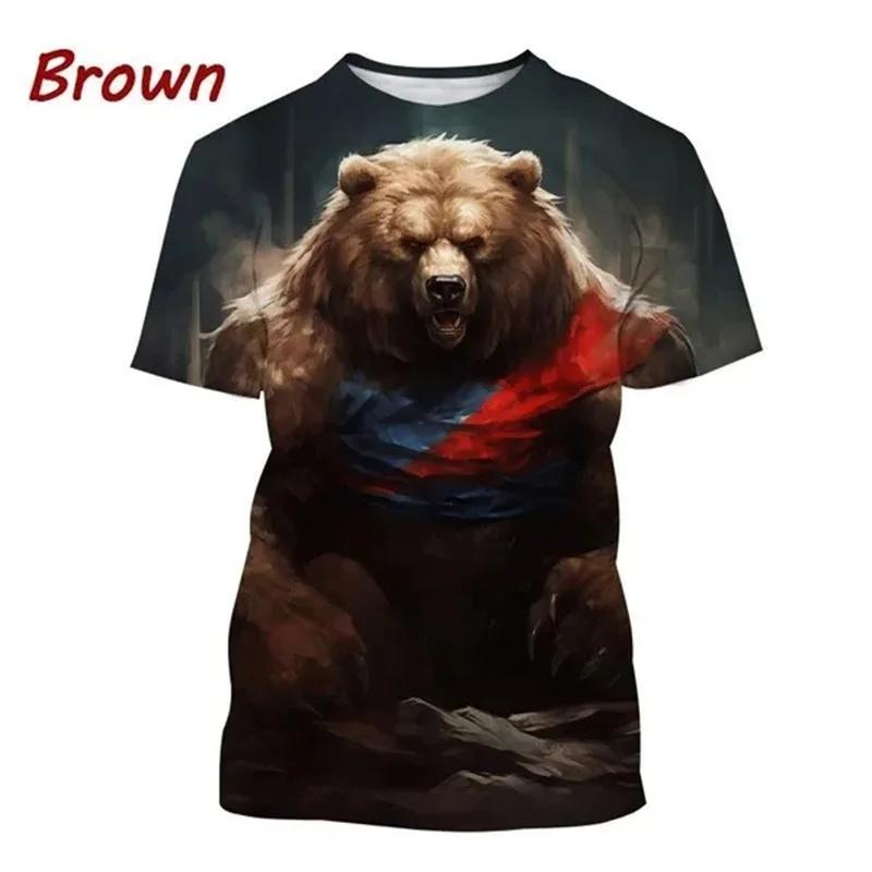 3D Printed Cool Bear T-Shirt For Men Animal Pattern Tees Summer Casual