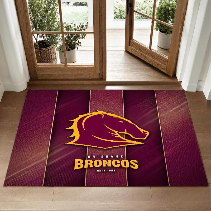 Tappeto in Velluto di Cristallo Design Brisbane Broncos Tappetino Decorativo Morbido per Camera da Letto Ingresso