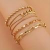 5Pcs Stackable Gold Chain Bracelet Set Mixed Thick Curb Box Snake Bead Link Minimalist Layering Wrist Jewelry for Women