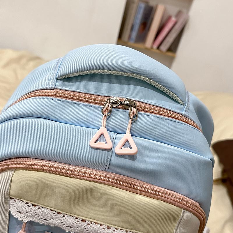 Color Block Student Schoolbag Children's Large Capacity Backpacks with Coin Purse