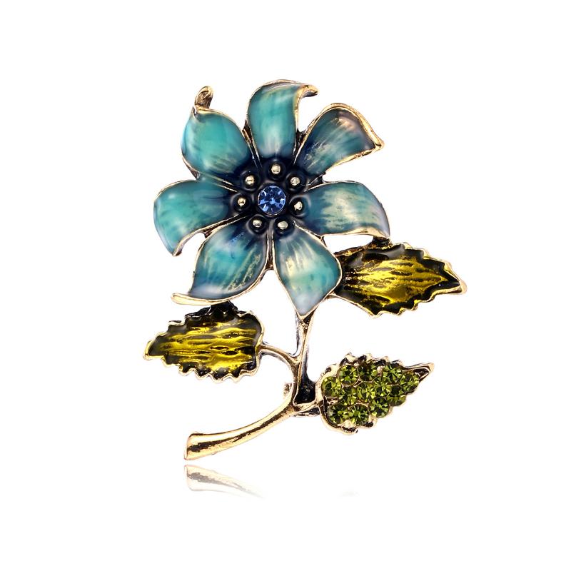 Vintage  Elegant Enamel Plants Flower Brooches For Women Clothing Coat Accessries Gifts