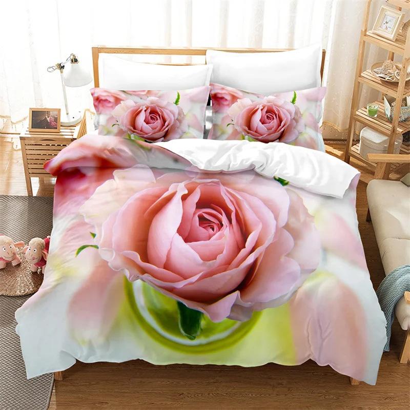 

Deluxe Rose Queen Bedding Set Beautiful Flower Duvet Set Romantic Flower Three-Piece Set 135 * 200 (two-piece set)
