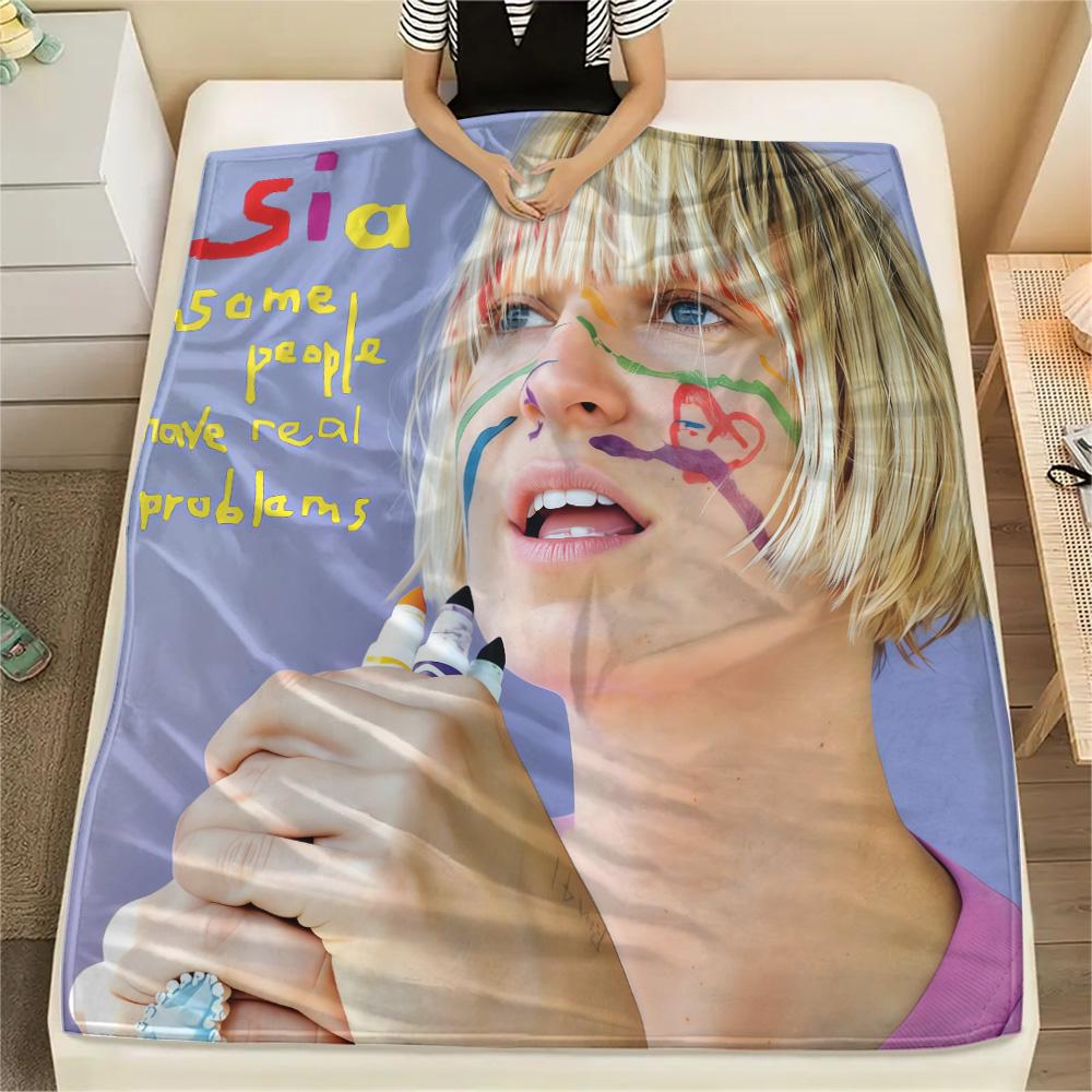 1PC SIA Print Flannel Blanket, High quality Comfortable for All Seasons, Home Decor, Warmth and Comfort, Perfect for Christmas Gifts