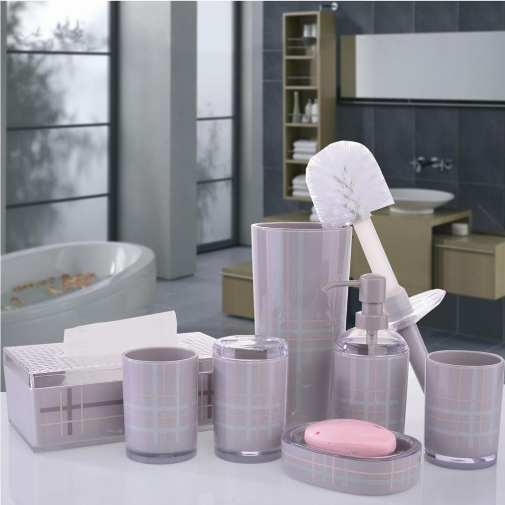 Pattern Checkered Bathroom Shampoo Storage Bottle Soap Box Mouthwash Cup Set