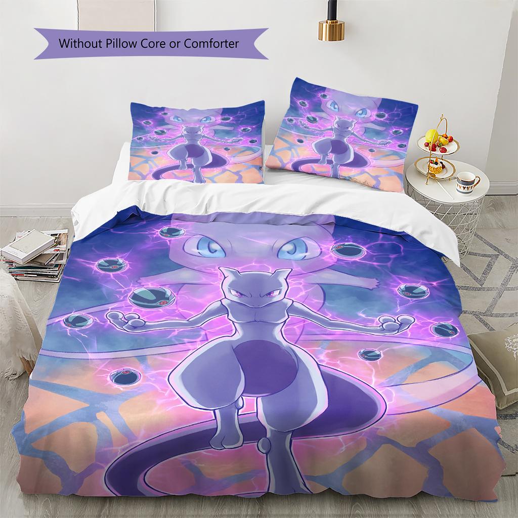 mew Pattern Bedding Home Decoration Birthday Gift (1 * duvet cover + 2 * pillowcase, without core)
