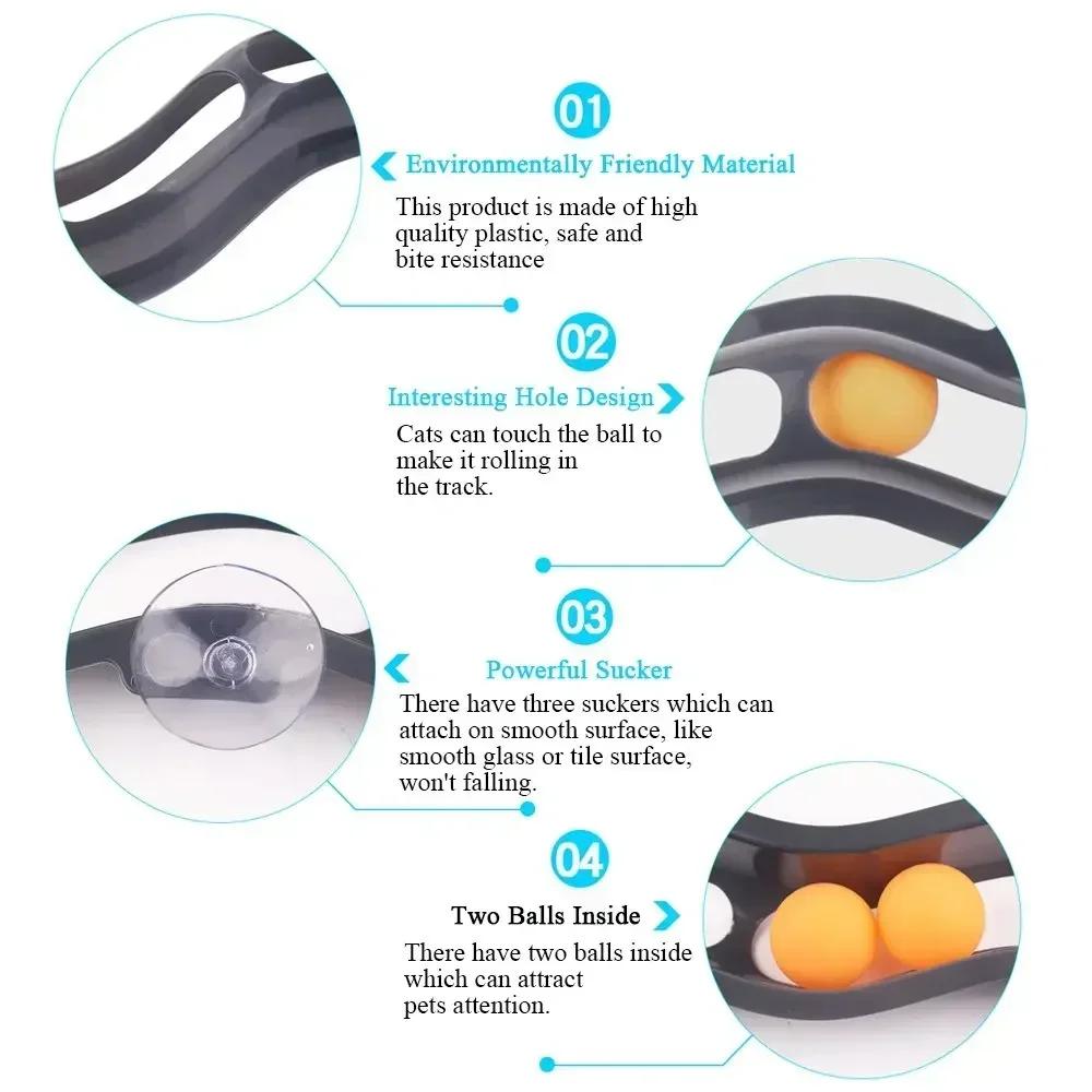 Ping Pong Ball New Teasing Cat Educational Toys Pet Interactive Cat Toy Track Window Suction Cup Toy Ball Cat Scratch Plastic