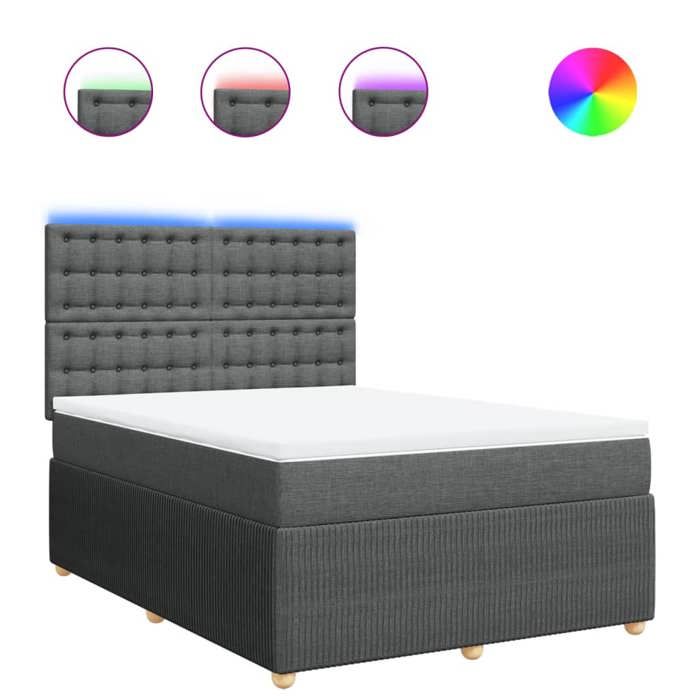 VidaXL Sommier à lattes de lit avec matelas Gris foncé 160x200cm Tissu 3294422