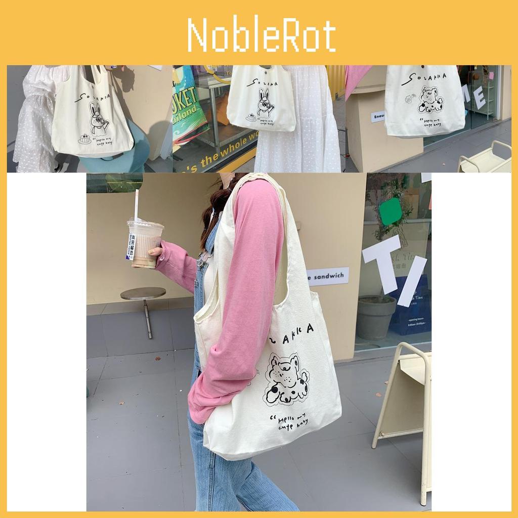 Adorable Cartoon Canvas Tote Bag For Girls With Cute Rabbit Shoulder Bag Design