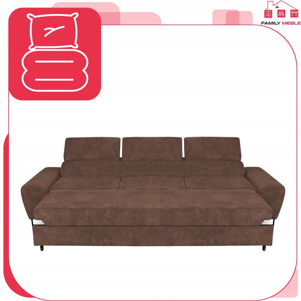 Sofa 3 Seater Sofa Bed with Sofa Bed. Savio Family Furniture Brown Corduroy