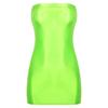 Womens Glossy Bodycon Dress Strapless Design Stretchy Pencil Dress Solid Color Nightclub Wear Evening Dress