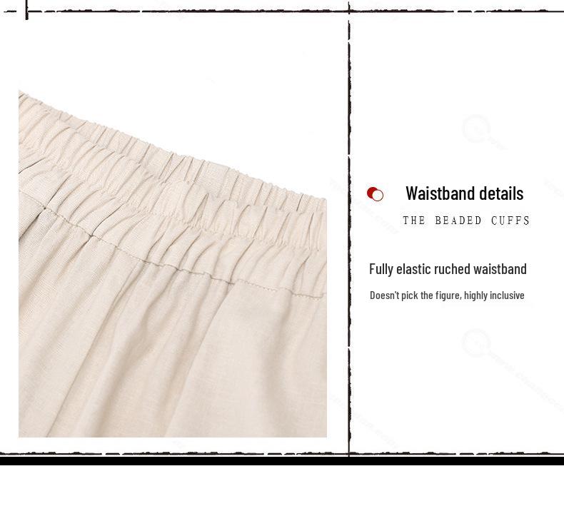 2024 Letní Dámský Národní Styl Bavlněno-Lněný Dvoudílný Set pro Křivky