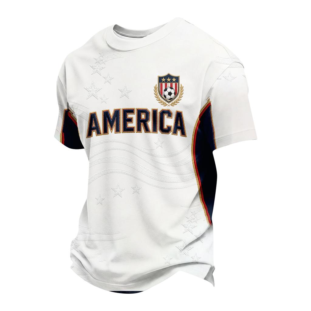 T-shirt Casual da Uomo con Stampa Calcio per Sport e Uso Quotidiano