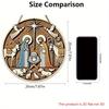 Nativity Wooden Christmas Sign - Navidad Round Sign for Front Door, Wall Hanging Decor - Ideal Christmas Gift