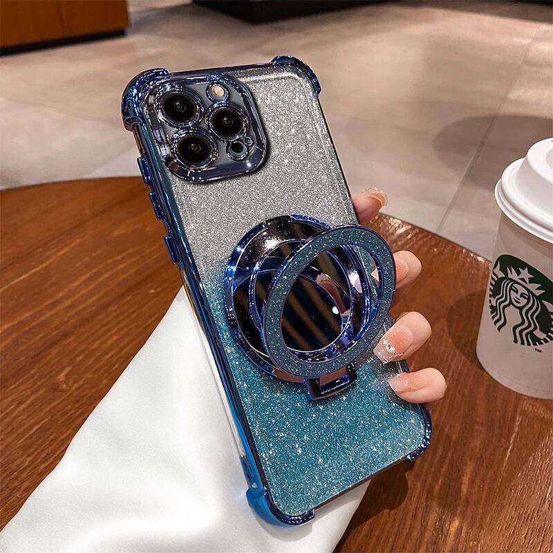 Glitter Magnetic Mirror Holder Case For OPPO A79 A2 5G A78 A38 A18 A17 A16 A15 A15S A3 PRO A76 A96 A57 2022 A54 A58 A53 A33 2020