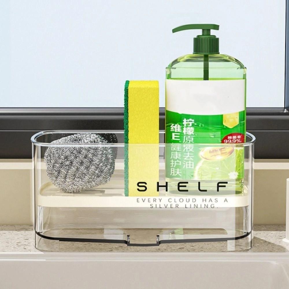 Transparent Kitchen Sink Rag Rack with Drain Plate Sponge Drain Rack  Kitchen Supplies