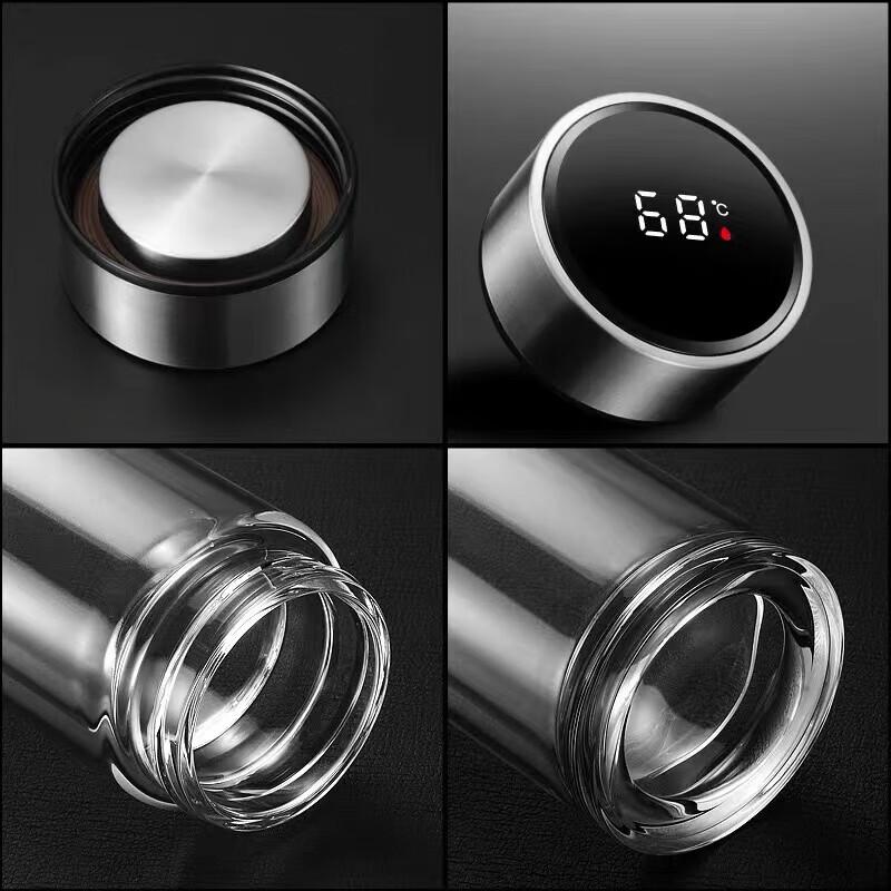 QYJ-9030 Temperature Display Double-Layer Glass Business Tea Cup