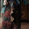 Fallen Ancient Mud Retro Lace-up Patchwork Corduroy Wrap Skirt