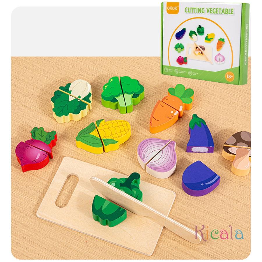 Drewniany Zestaw Zabawkowy do Kuchni Symulacja Krojenia Owoców Jedzenie Gra Rzepy Zestaw Kuchenny Zabawka Edukacyjna Montessori Dla Chłopców Dziewczynek