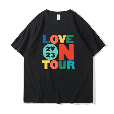 Korean Style Men's and Women's T Shirt Casual Sports T-shirts Love On Tour Concert Printed Couple Cotton Short-sleeved Tops