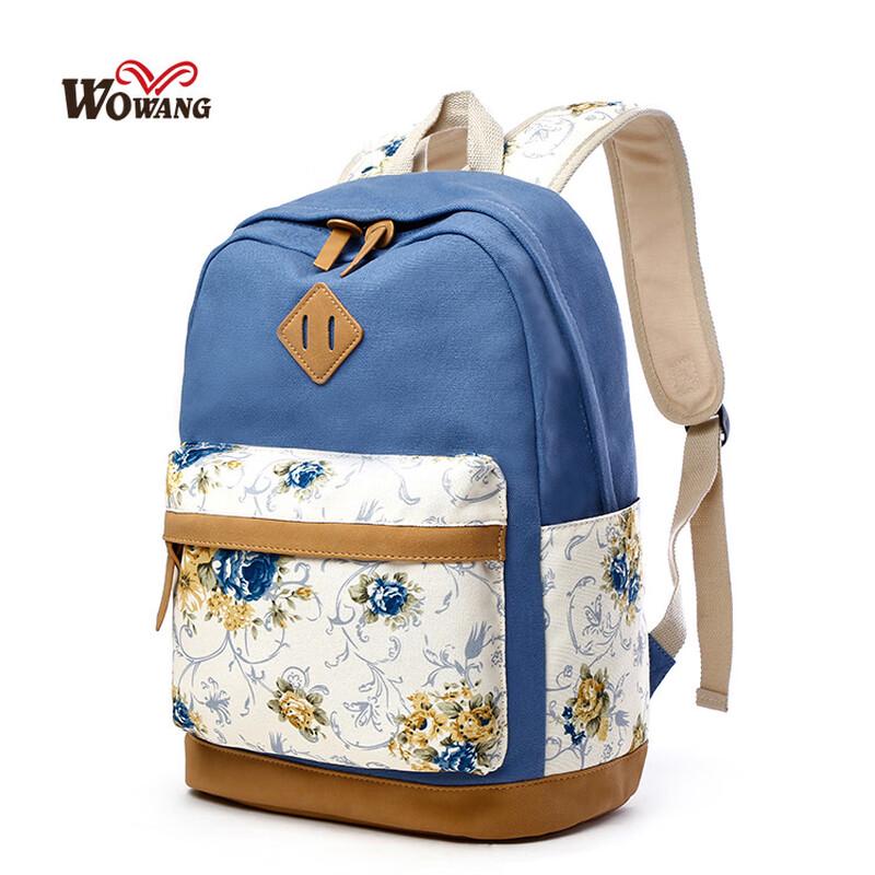 Женский корейский цветочный холщовый рюкзак