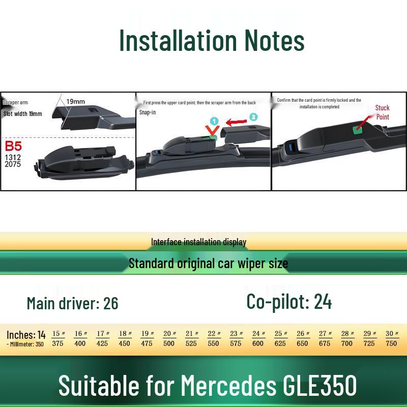 Multi-Functional Frameless Silent Wiper Blade for Mercedes GLE350/d/e