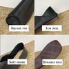 Shoes Womens Square Soft Leather Head Lightweight Wearresistant Antislip Autumn Flat Shoes Soft Sole Easy To Wear Pure Color Versatile Shoes