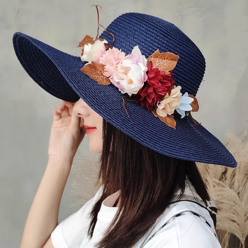 Seaside Photo Beach Straw Hat Children Summer Large Brim Sunscreen Shading Simple Fashion Large Brimmed Hat Sun Hat Beach Hat