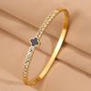 Titanium steel  women's light luxury high-end sense four-leaf flower with diamonds does not fade lucky grass open  
