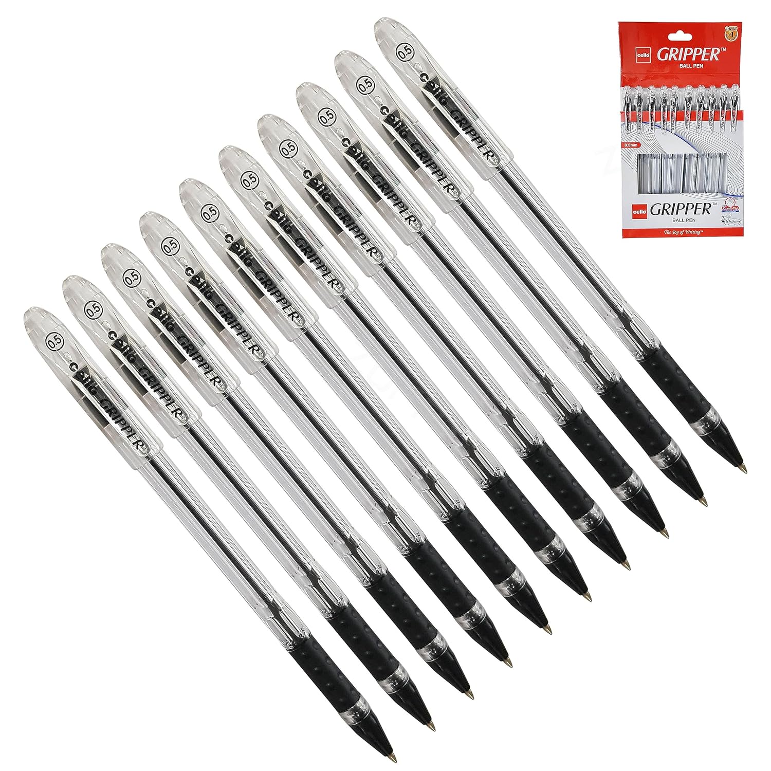 

Cello Gripper Ballpoint Pen Pack of 1x 10pcs Blue Ink 0.5 mm Tip Smooth Writing Ergonomic Grip for Office School Use