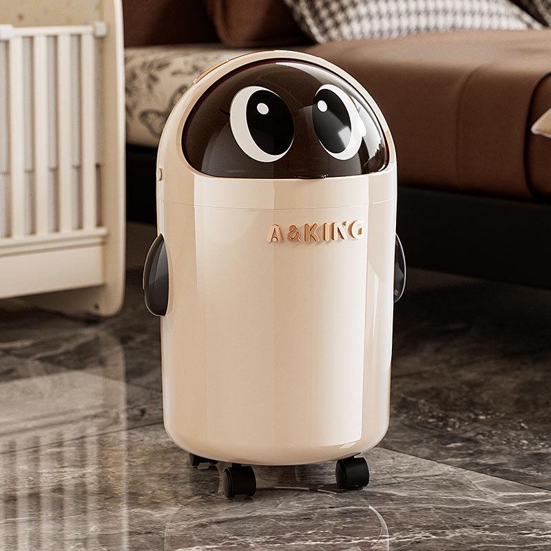 2026 High-End Large Capacity Trash Can with Wheels & Flip Lid for Living Room/Bedroom