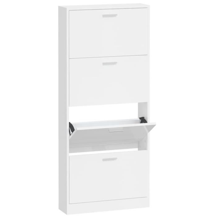 VidaXL Armoire à chaussure Blanc brillant 59x17x150 cm Bois ingénierie 342522