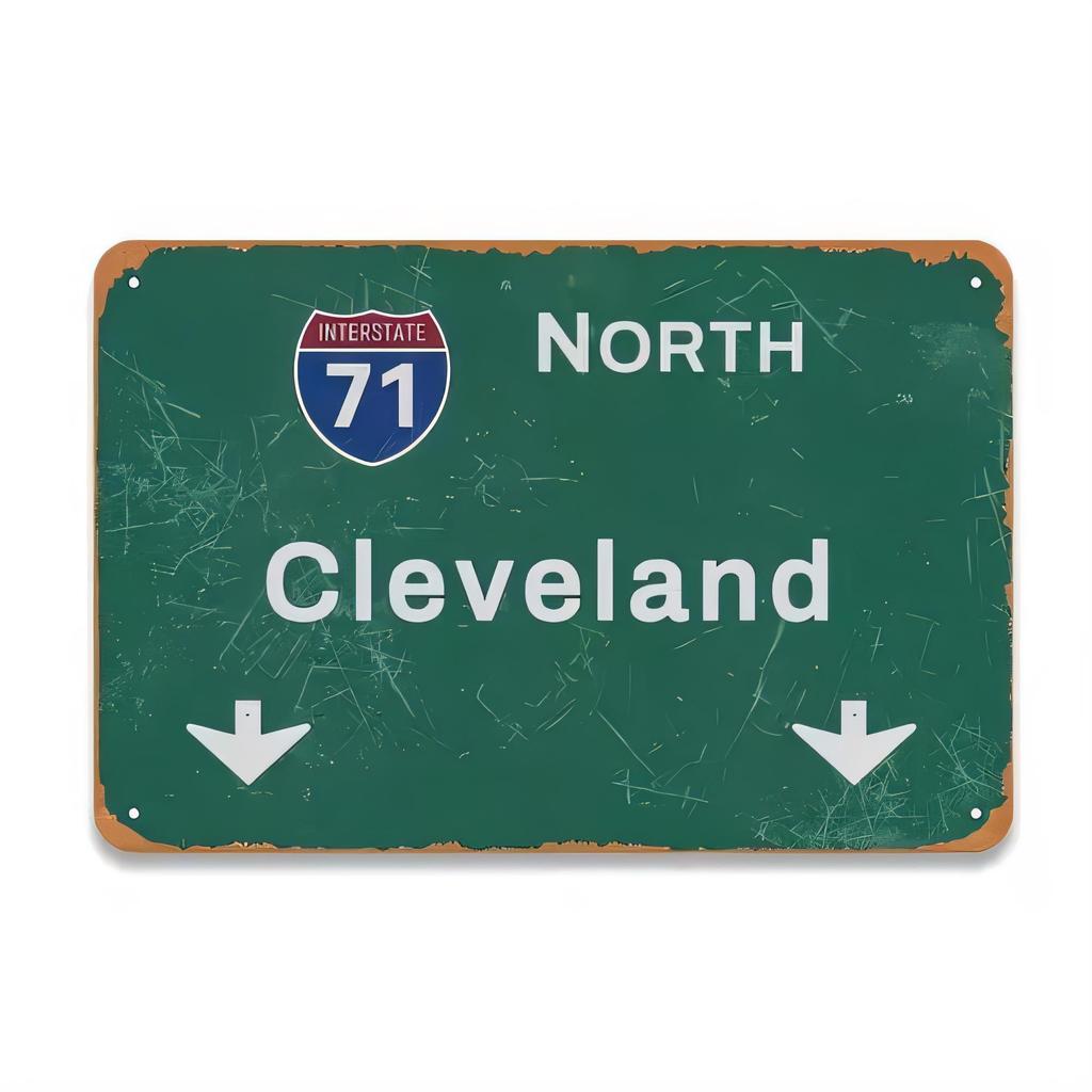 Tin Sign Interstate North Road Sign Vintage Metal Plaque Wall Art Retro Rustic Garage Bar Decor Indoor Outdoor Decorative S