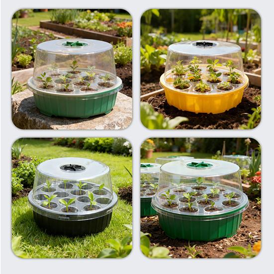 Caja de Plantación con Rejillas Ajustables para Control de Temperatura y Humedad Bandeja de Arranque de Plantas con Retención de Humedad Aislante Transparente Apilable