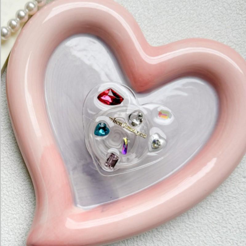 

Mobile Phone Airbag Holder Handmade Drop Glue Heart-shaped Rhinestone Gemstone Ins Style Luxury Back Sticker Stretchable Women