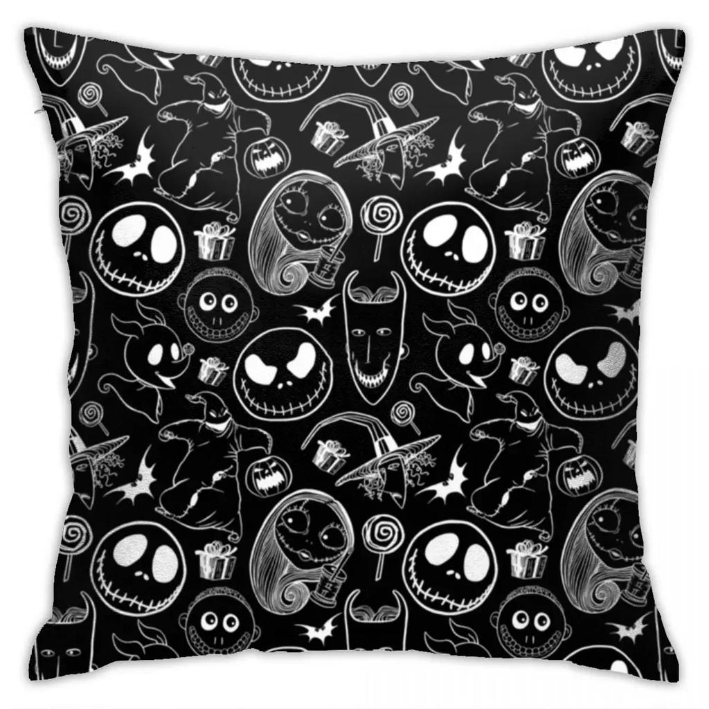 Halloween Horror Pumpkin Bat Print Pattern Cushion Cover Home Living Room Sofa Decoration Polyester Zipper Pillow