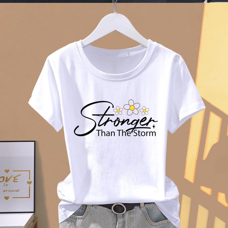 (Asian Size) cute letter style Women's Top T shirt Printed O-neck Short Sleeve T-shirts Fashion Female Casual Clothing Graphic Tee