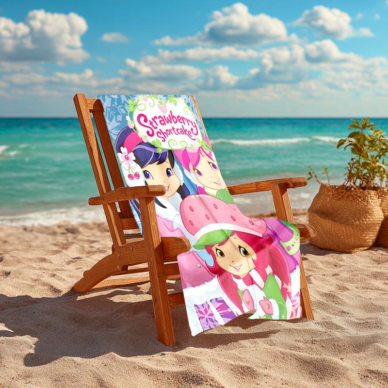 1pc Strawberry Princess3 Beach Towel, Comfortable and Thick, and Swimming/Bath/Picnic/Camping Towel, Suitable for Seaside Beaches