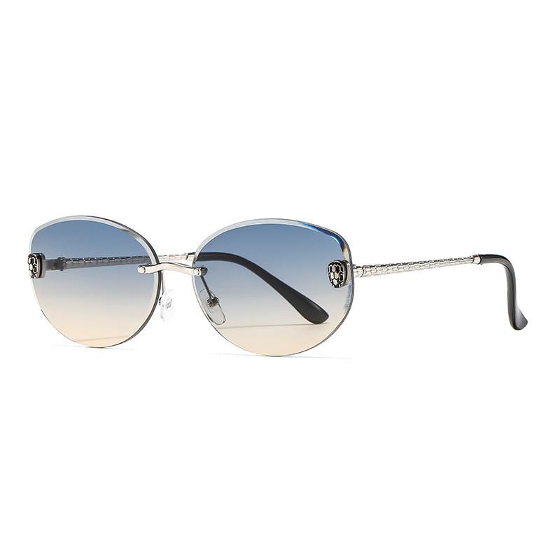 Fashion Female Retro Metal Frame Sun Glasses With Gray Lenses For Summer Outdoor Use